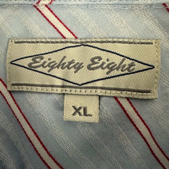 Eighty Eight Men's XL Button-Down Shirt - Blue & Red Stripes Long Sleeve - Picture 5 of 8